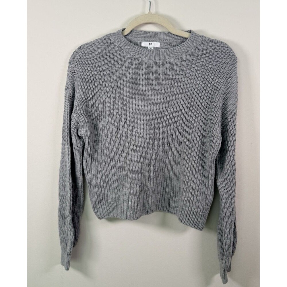 BP. Womens Gray Rib Knit Crewneck Long Sleeve Pullover Sweater - XS